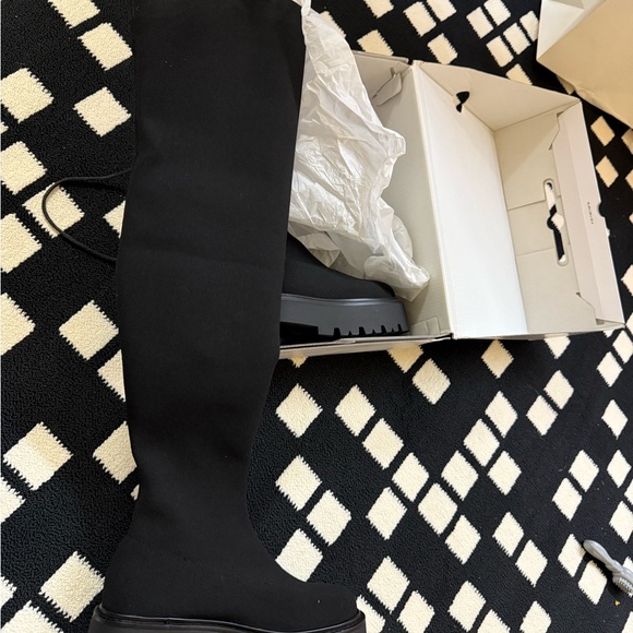 Aldo Black Over-the-Knee Stretch Platform Boots - Picture 3 of 7